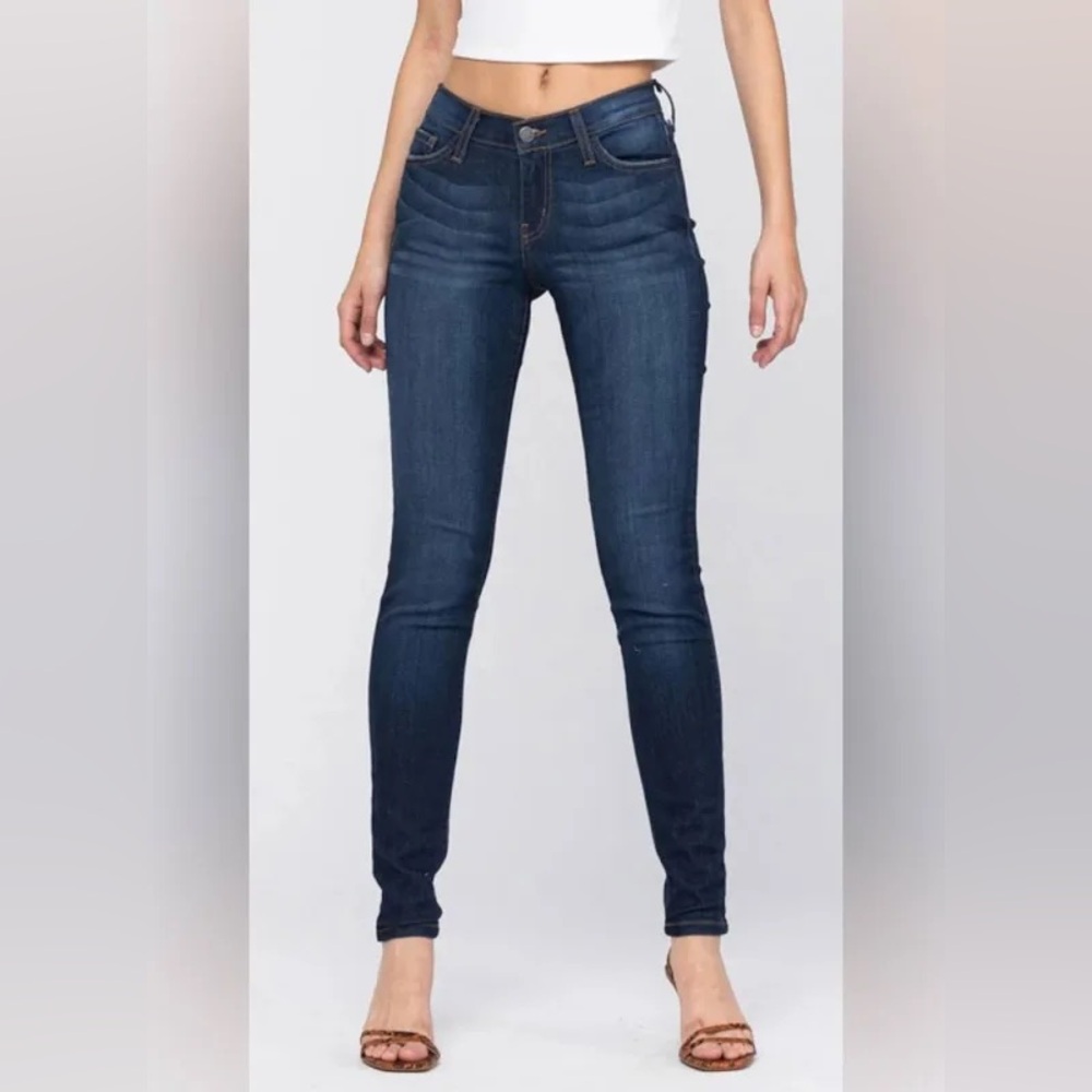 Judy Blue Women's Dark Blue Handsand Rayon Skinny Jeans